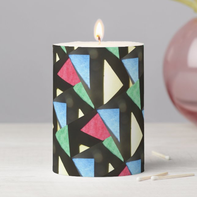 Stained Glass Big Pattern Christmas Pillar Candle (In Situ)