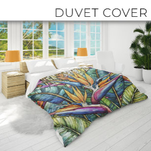 Stained glass Bird of paradise Duvet Cover