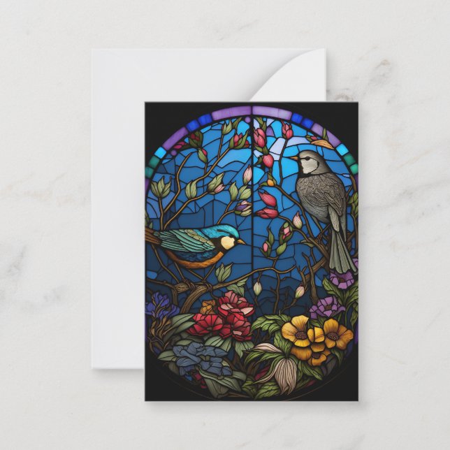 Stained Glass Birds Note Card (Front)