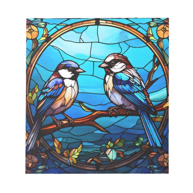 Stained Glass Birds Notepad (Front)