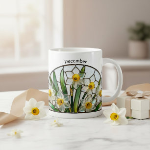 Stained Glass Birth Flower December Narcissus Coffee Mug