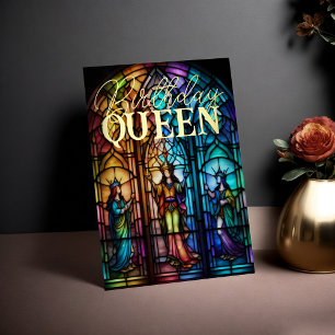 Stained Glass Birthday Queen Foil Invitation