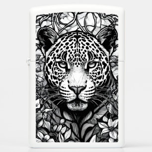 Stained glass Black and white leopard Zippo Lighter