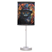 Stained Glass Black Cat Table Lamp (Front)