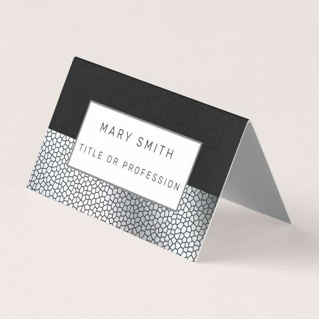 Stained Glass Black Silver Business Card (Front)