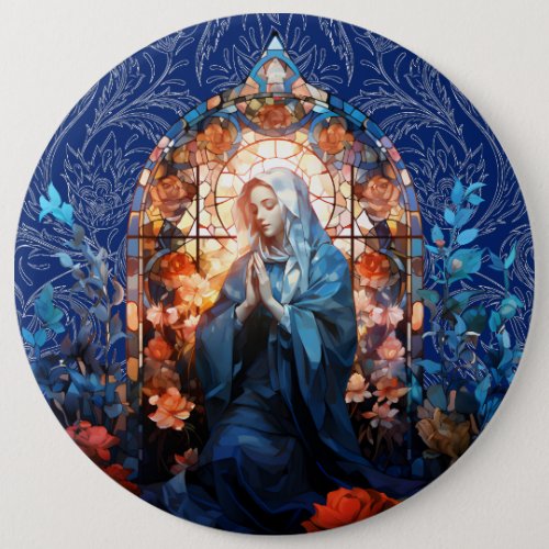Stained Glass Blessed Virgin Mary Button