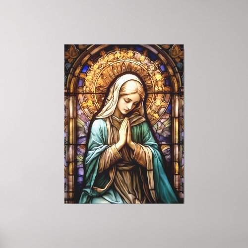Stained Glass Blessed Virgin Mary Canvas Print