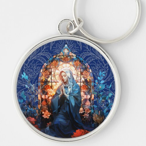 Stained Glass Blessed Virgin Mary Keychain