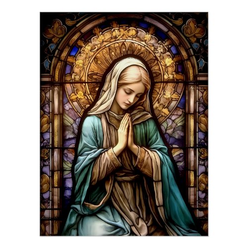 Stained Glass Blessed Virgin Mary Poster