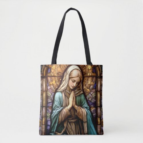 Stained Glass Blessed Virgin Mary Tote Bag