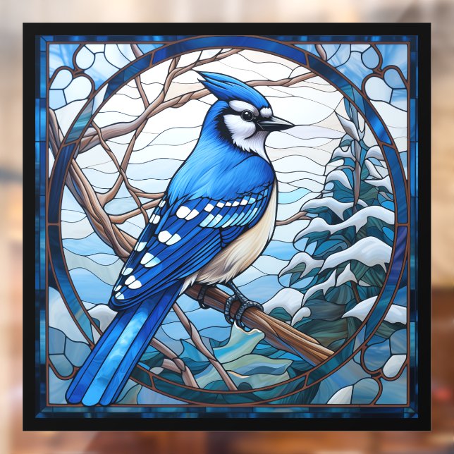 Stained Glass Blue Jay Window Cling (Sheet 2)