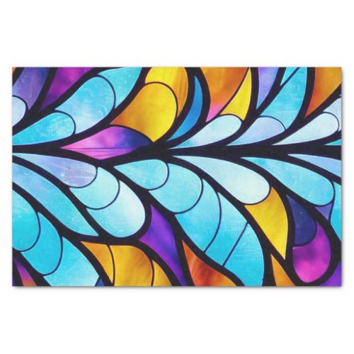 Stained Glass Blue Purple and Yellow Decoupage Tissue Paper
