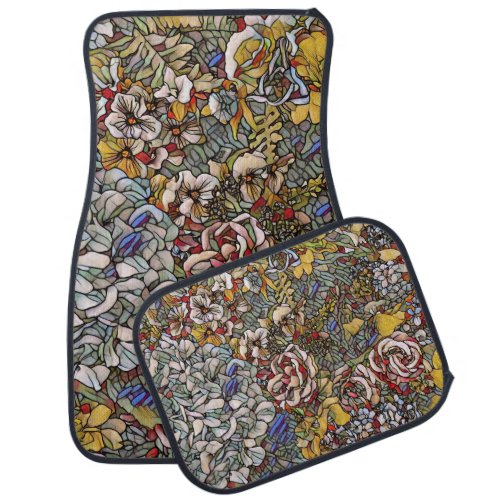 Stained Glass Botanical Floral Car Floor Mat