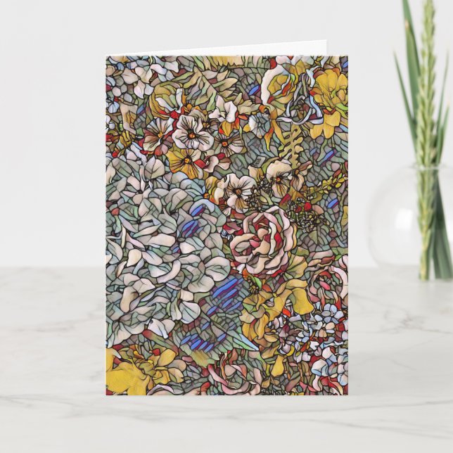 Stained Glass Botanical Floral Card (Front)