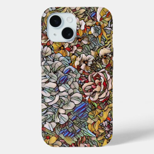 Stained Glass Botanical Floral iPhone 15 Case