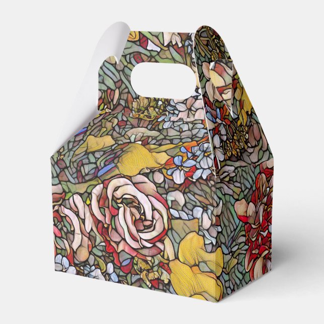 Stained Glass Botanical Floral Favor Boxes (Front Side)