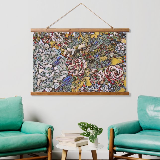 Stained Glass Botanical Floral Hanging Tapestry (Living Room)