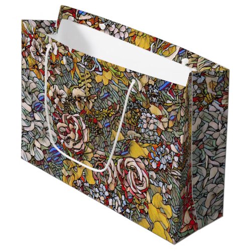 Stained Glass Botanical Floral Large Gift Bag