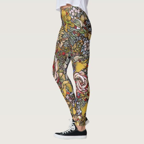 Stained Glass Botanical Floral Leggings