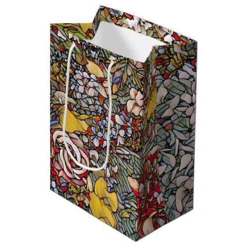 Stained Glass Botanical Floral Medium Gift Bag