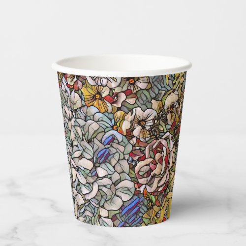 Stained Glass Botanical Floral Paper Cups