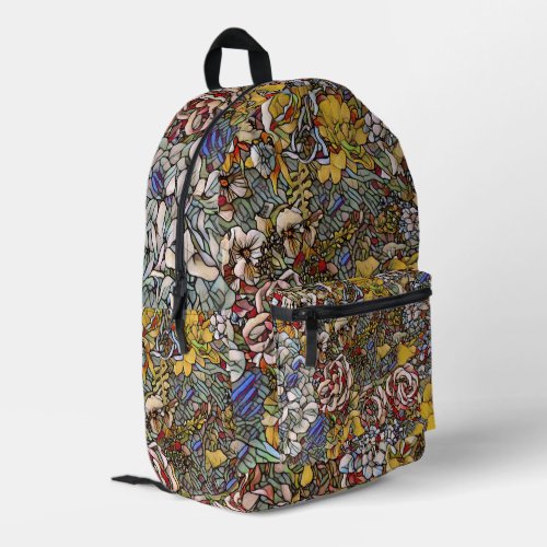 Stained Glass Botanical Floral Printed Backpack