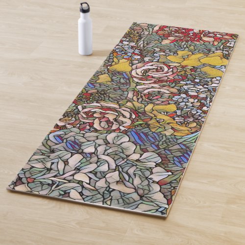 Stained Glass Botanical Floral Yoga Mat