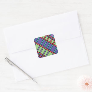 Stained Glass Bright Colors Square Sticker