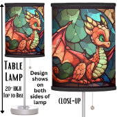 Stained Glass Bronze Green Gold Baby Dragon Table Lamp