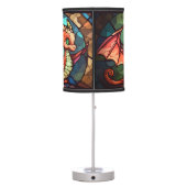 Stained Glass Bronze Green Gold Baby Dragon Table Lamp (Back)