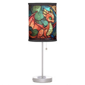 Stained Glass Bronze Green Gold Baby Dragon Table Lamp (Left)