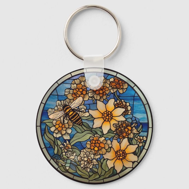 Stained Glass Bumblebee Keychain (Front)