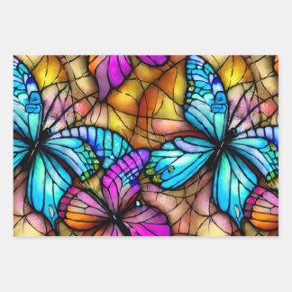 Stained Glass Butterflies Wrapping Paper Sheets