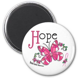 Stained Glass Butterfly 1 Breast Cancer Refrigerator Magnets