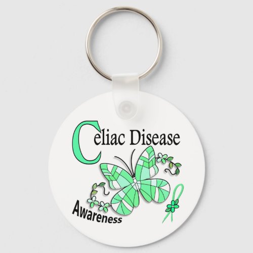 Stained Glass Butterfly 2 Celiac Disease Keychain