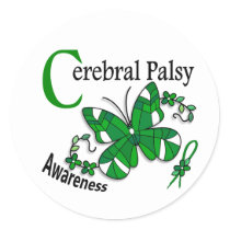 Stained Glass Butterfly 2 Cerebral Palsy Classic Round Sticker