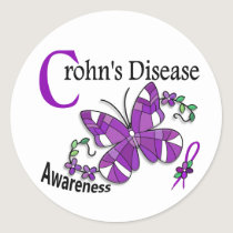 Stained Glass Butterfly 2 Crohn's Disease Classic Round Sticker