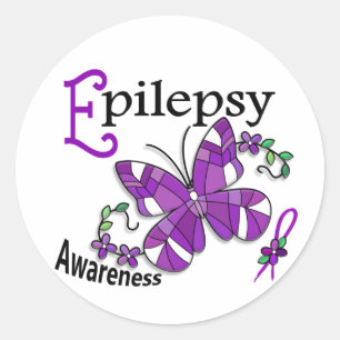 Stained Glass Butterfly 2 Epilepsy Classic Round Sticker