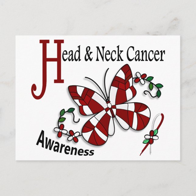 Stained Glass Butterfly 2 Head Neck Cancer Postcard (Front)