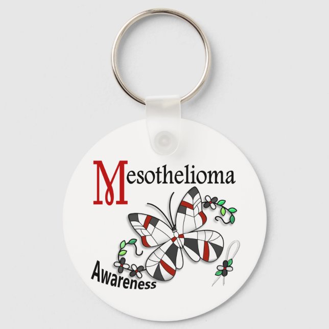 Stained Glass Butterfly 2 Mesothelioma Keychain (Front)
