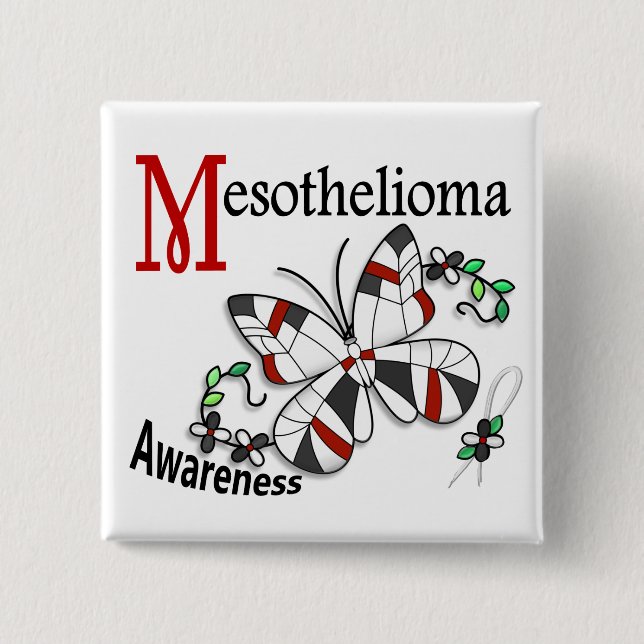 Stained Glass Butterfly 2 Mesothelioma Pinback Button (Front)
