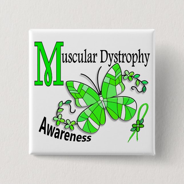 Stained Glass Butterfly 2 Muscular Dystrophy Button (Front)