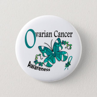 Stained Glass Butterfly 2 Ovarian Cancer Pinback Button