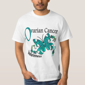 Stained Glass Butterfly 2 Ovarian Cancer T-Shirt
