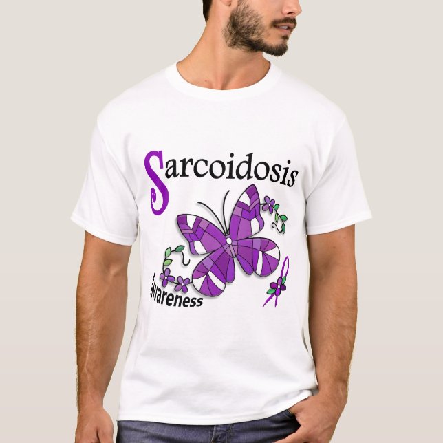 Stained Glass Butterfly 2 Sarcoidosis T-Shirt (Front)