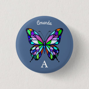 Stained Glass Butterfly Button