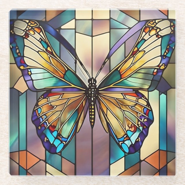 Stained Glass Butterfly Coaster (Front)