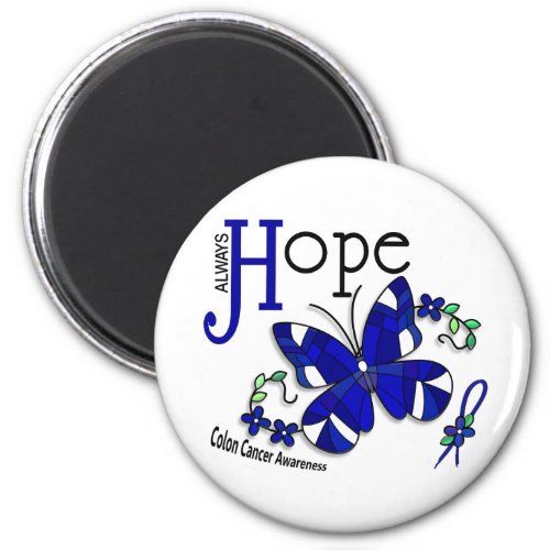 Stained Glass Butterfly Colon Cancer Magnet