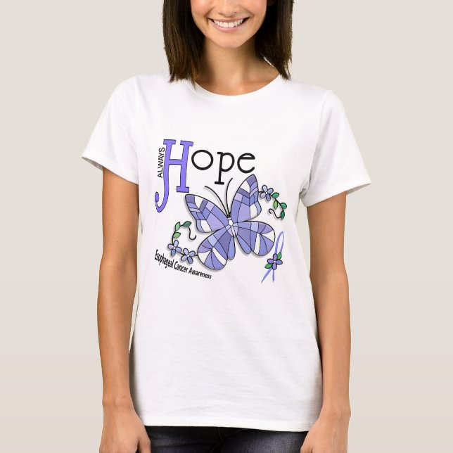 Stained Glass Butterfly Esophageal Cancer T-Shirt (Front)