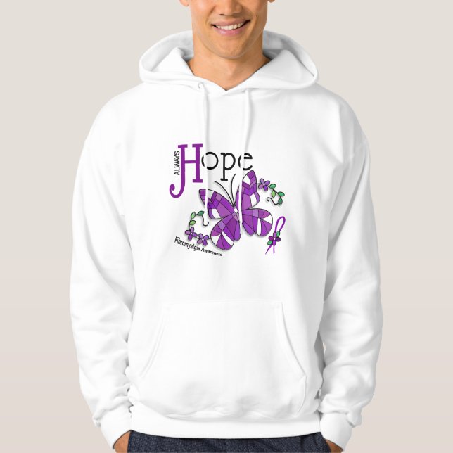 Stained Glass Butterfly Fibromyalgia Hoodie (Front)